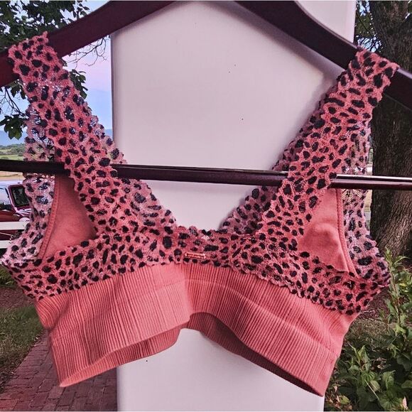 Victoria's Secret PINK padded brown leapord lace bralette bra small 32B - Picture 9 of 11